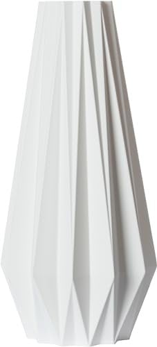 3D Vase Dekovase Agneta XL 38cm Bodenvase Weiß Deko Vase Pampasgras Trockenblumen