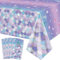 Meerjungfrau Tischdecken 4 Stück - Ozean Meer Fisch Schuppen Design für Geburtstag, Mädchen Unter dem Meer Baby Dusche Party Supplies, 130x220cm