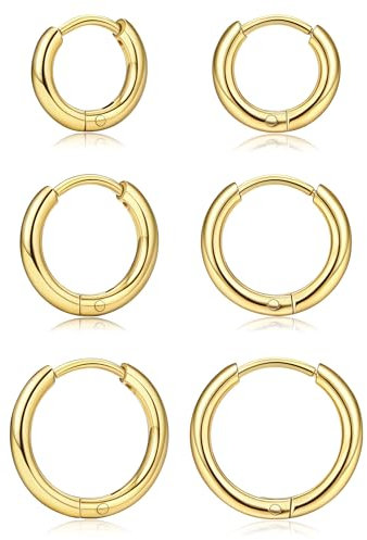 KRFY Ohrringe Set,316L Chirurgenstahl Ohrringe Gold Creolen Klein Hypoallergene Zirkonia Sleeper Huggie Helix Ohr Piercing Ringe Set