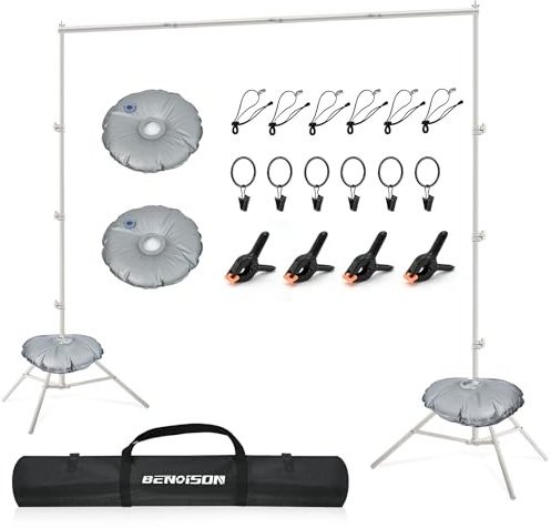 BENOISON Backdrop Stand Kit - 2.6x3m (8.5x10ft) Photo Video Studio Background Support System White