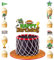 MiaLover Rugby Tortendekoration - 1 Großer Happy Birthday Cake Topper und 24 Stück Themen Kuchendeckel Cupcake für Kinder Mädchen Junge Party Muffin Deko