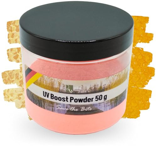 Zite Fishing UV Boost Powder - 50g Bait Dip für Karpfen-Boilies - Angel-Köder-Zubehör - Von Ananas bis Monster Crab - Boilies, Pop Ups, Mais & Mehr (Vanille-Honig/Orange)
