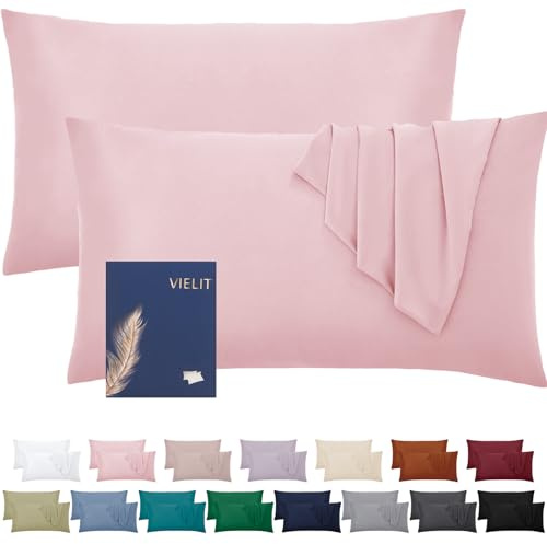 Kissenbezug 40x60 Öko-Zertifikat Weich Kissenbezüge 40x60 2er Set Mikrofaser Kissenbezug 60x40 Rosa Kissenhülle Für Kissen 40x60 Resistent Hypoallergen Vielit