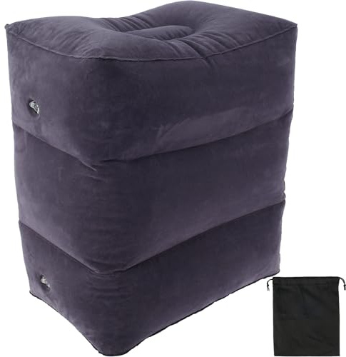 Airplane Footrest, Inflatable Foot Rest for Kids,3 Layer Height Adjustable Inflatable Airplane Foot, Toddlers Travel Bed Box, Portable Travel Accessories for Long Flight, Car(Navy Blue)