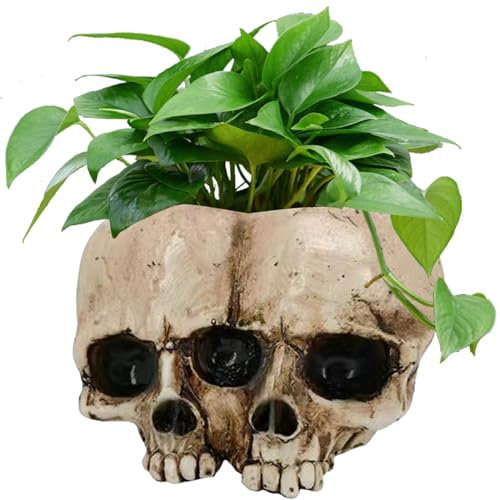 AOpghY Planteur de crâne 2 têtes Pot de Fleur de crâne, 5,5 '' Double crâne de jardinière, droc de Plante de crâne rétro CONTENSEURS Pot des Cadeaux Double Heads Planter