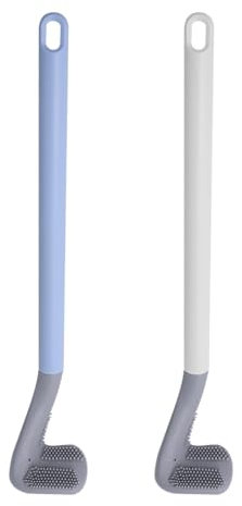Sarini Pack of 2 Golf Brush Head Toilet Brushes Golf Silicone Brush Set for Corners and Crevices Long Handled Bathroom Cleaning Brush