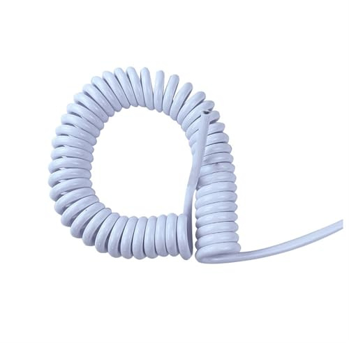 Espiral enrollada Cable eléctrico telescópico en espiral de 3 núcleos, 15 AWG, 1,5 mm, cuadrado, blanco, con resorte, longitud elástica Alambre de tensión(3.75 meters)
