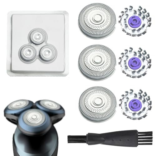 SH98 Rasierer Ersatzköpfe kompatibel mit Philips Series 9000, 3 Stücke Scherkopf für S9000 prestige SP981X SP982X SP983X SP984X SP986X SP987X SP988X S8900, Shaver Ersatzklingen mit Reinigungsbürste