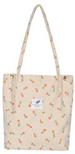 Funtlend Cord Umhängetasche Damen Groß Cord Tasche Damen Cordtasche Cord Shopper Handtasche Schultertasche für Uni Arbeit Mädchen Schule Büro