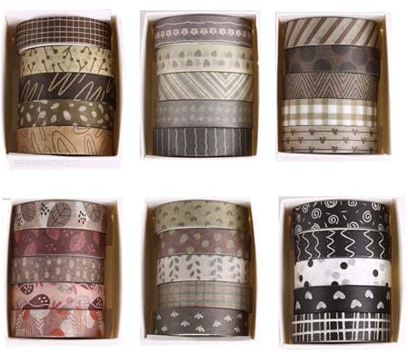YUNXCNA 30 Rollen Washi Tape Set, Kreativband, Vintage Dekoband, Klebeband mit Reichhaltigen Drucken, Buntes Band, Waldstil, Klebeband aus Papier, Scrapbooking und Bastelband, 1cm Breit