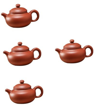GREENADSCAPE 4 Piezas tetera de arcilla morada teteras electricas coladores de té para té suelto Tetera de cerámica Tetera de diseño vintage beber té tetera estilo chino Light Brown