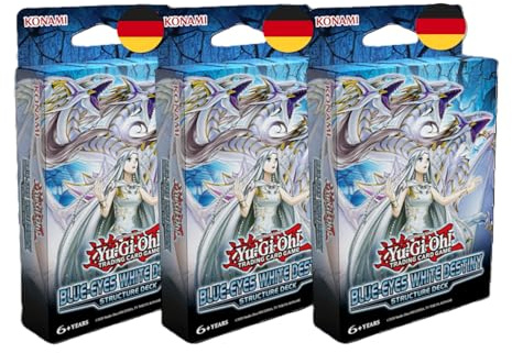 BB-Toy-Trades kompatibel für Yugioh 3X Blue-Eyes White Destiny Structure Deck's Set - Deutsche Ausgabe - NEU & OVP
