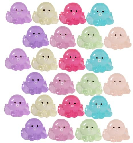 SOIMISS Miniatur Oktopus Figur 24 Stück Leuchtend Resin Gartendekoration Märchengartentiere Für Auto Garten Balkon Hof Resin Harz Tierfiguren