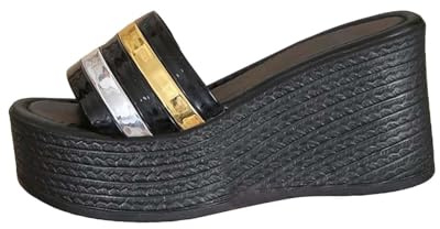 Keilabsatz Plateau Pantoletten Damen, Anti-Slip Schlappen Boho Strandschuhe Hoch Badesandalen Offene Zehen Flipflop Bequem Sommerschuhe Vintage Elegant Sandaletten Dickem Absatz Sandalen