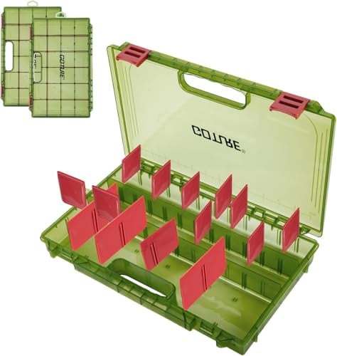 Goture Verdickte Köderbox Angeln 3700 - Transparente Angelbox | mit Messlineal, Verstellbaren Trennwänden & Rutschfesten Doppelverschlüssen für Angelzubehör | Ergonomischer Griff (Option)