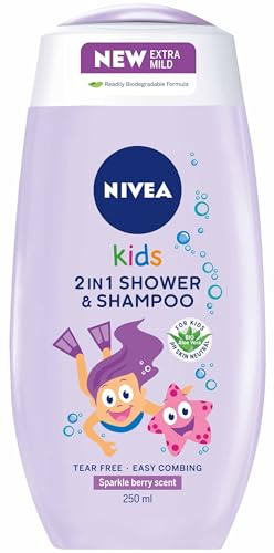 Nivea 2 IN 1 Shampoo & Shower Gel For Kids With Sparkle Berry Scent, For Girls, 250 ml, Pack of 1