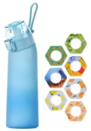 Scented Water Bottle, 650ml, with 7 Flavour Pods, BPA-Free, Leakproof Sports Bottle, Multiple Colours (Blue)