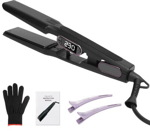 Bestauty Hair Straighteners, 40mm Floating Ceramic Coated Plates for Smooth Gliding, Wide Plate Hair Straighteners with 15 Settings 80℃-230℃, PTC Rapid Heating, Dual Voltage, Gifts for Women