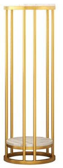 Modern 2-Tier Marble Plant Stand - Tall Vertical Metal Flower Pot Holder for Indoor Living Room & Balcony - Stylish Pedestal Shelf for Home Decor and Plant Display