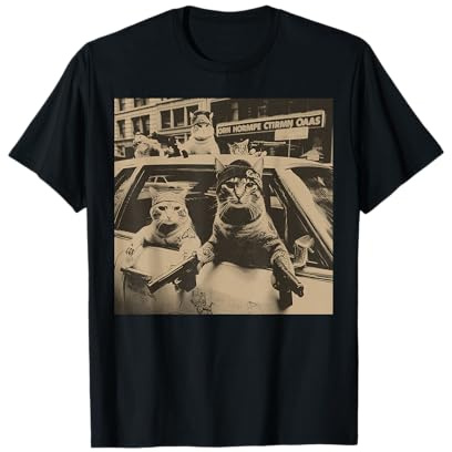 Funny Cat Gang Meme Street sarkastischer Vintage T-Shirt