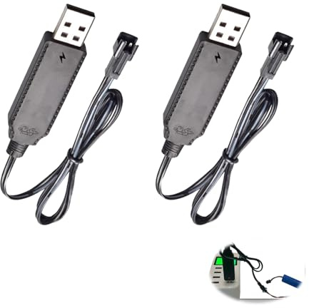 2 Pièces Câble Charge USB pour RC Auto Et Drone | Avec Témoin Lumineux, Indicateur De Chargement, Protection Surintensité, Universel, Pour Modèles Réduits, 30cm Longueur