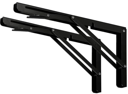 Dreieckige, gerade Billy-Halterung, 24 Zoll, robuste, klappbare Regalhalterungen zur Wandmontage, L-förmige Tischscharniere for Banktische mit Schrauben für Wandmontage Winkel Regal(Black)