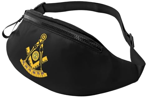 Freimaurer-Meister Hüfttasche Mit Reißverschluss Bauchtasche Tragbar Crossbody Für Sport Herren Hundespaziergänge 14X35Cm
