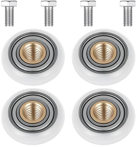 4 Pcs Shower Door Wheels 19mm Diameter, Shower Door Rollers Replacement with Copper Construction (White)