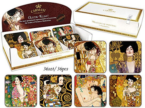 Carmani - 36 pc von Kork-Pad/Untersetzer von Gemälden von Gustav Klimt dekoriert