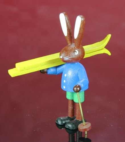Skifahrer Skiträger 5,5 cm Osterhasen Osterdeko Erzgebirge NEU