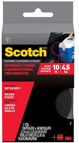 Scotch Extreme Fasteners by 3M, 1 x 4ft Heavy Duty Reclosable Fastener Roll, Industrial Strength Dual Lock Tape for Indoor/Outdoor Use, Weatherproof Adhesive, Holds Up to 10 lbs, Black