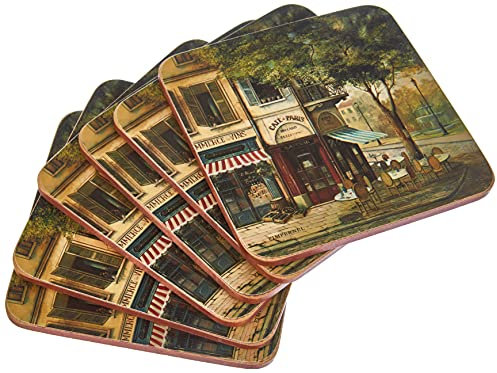 Pimpernel Dessous de Verre scène Parisienne - Lot de 6 (Beige, 10,5 x 10,5 cm (4 x 4))