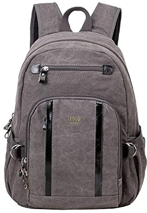 Troop London TRP0256 Klassischer Canvas-Rucksack – Medium, Schwarz, M