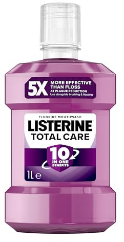 Listerine Total Care Antibacterial Mouthwash (1000ml), Caring and Cleansing Mouthwash with 10-in-1 Benefits, Clean Mint-Flavoured Mouthwash to Freshen Breath