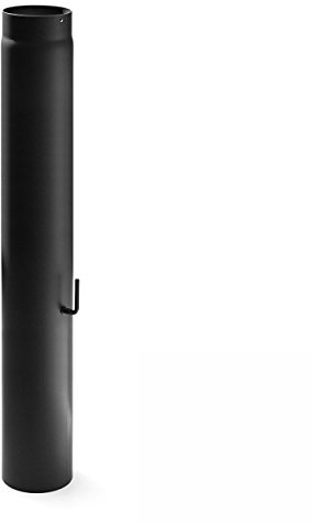 raik Rauchrohr/Ofenrohr 130 mm Durchmesser Länge 1000 mm mit Zugregulierung Stahlblech 2 mm Schwarz SH036-130-sw