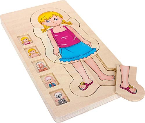 small foot Puzzle Anatomie Mädchen aus Holz, lehrreiches Puzzle, 29-tlg. mit fünf Lagen, ab 4 Jahren, 5814