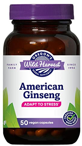 Oregon's Wild Harvest Non-GMO American Ginseng Capsules, 50 Count