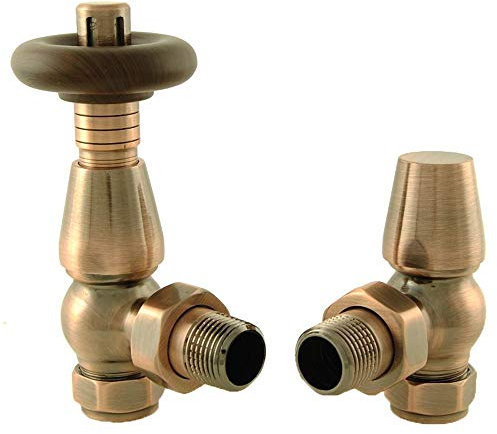 Bentley Traditional Thermostatic TRV Valve Set For Cast Iron Radiators Antique Copper