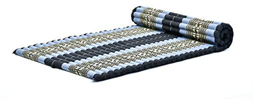 Leewadee Kapok Rollmatte – Handgefertigte Schlaf- & Relax Faltmatte aus Thailand, vielseitig als Gästebett, Campingmatte, Yogamatte oder Futon nutzbar, 190 x 100 cm, Blau