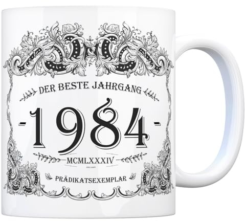 trendaffe 1984 der beste Jahrgang Kaffeebecher - ein tolles Geschenk zum Geburtstag für Wein Liebhaber und alle die im Jahr 1984 geboren sind.
