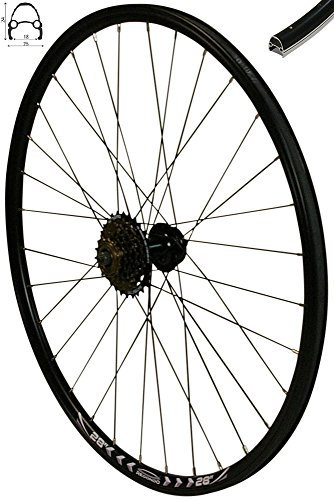 Redondo 28 Zoll Hinterrad Laufrad Felge Schwarz 6-Lo Disc + 6-Fach Kranz