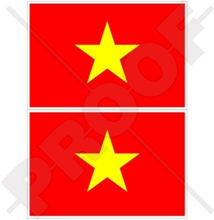 VIETNAM Sozialistische Republik Flagge, Fahne, Vietnamesisch 100mm Auto & Motorrad Aufkleber, x2 Vinyl Stickers