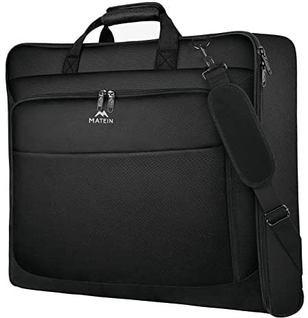 MATEIN Anzugtasche Herren, 40L Große Anzugtasche für Reise, Garment Bag bis zu 3 Anzüge für Business Reisen, Wasserdichte kleidersack anzug mit Schultergurt, Für Hemden, Jacken und Schuhe, Schwarz