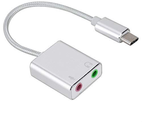 USB Typ C Externe Soundkarte, USB C External Sound Card Stereo Adapter mit 3,5mm Kopfhörerbuchse,Tragbar Aluminium Audio Adapter für Mobiltelefone,Tablet,Notebook usw.