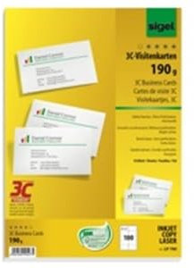 Visitenkarten Sigel 3C LP790, 85 x 55mm, 190g, weiß, glatte Kanten, 100 Stück