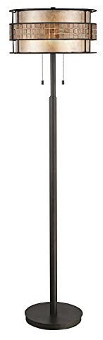 Licht-Erlebnisse Extravagante Stehlampe Designerleuchte LARA Mica Glas Fließen in Kupfer Creme 152cm Wohnzimmer Lampe