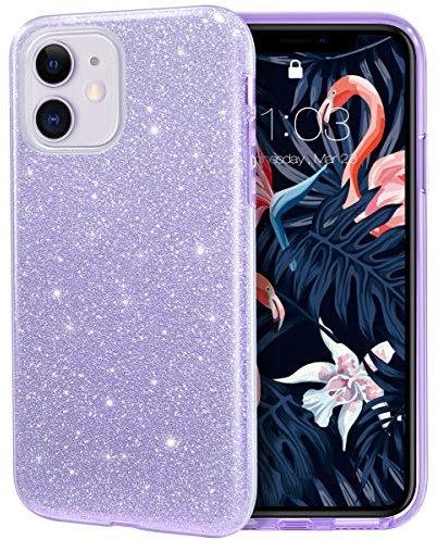 MILPROX iPhone 11 Hülle Glitzer Schutzhülle Bling DREI-Schicht-Hybridstruktur Slim Kristallklar schützende Hülle kompatibel mit iPhone 11 6.1 Zoll (Violett)