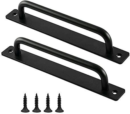 2 Pack Door Handle Pulls, Heavy Duty Barn Door Handle, Hardware Sliding Door Pull Handle Barn Door Garden Gate Shed Pulls Handles, for Kitchen, Furniture, Cabinet, Closet, Door (Black)