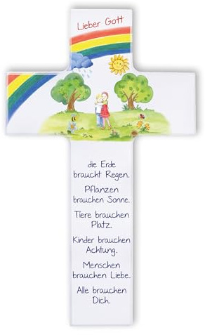 Fritz Cox Kinderkreuz 'Alle brauchen Dich' 15cm weiß