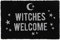 Enchanting Black Witches Welcome Coir Doormat - 1.5cm x 60cm (1 Pc.) - Surrounded By A Crescent Moon & Stars Doormat Design - Perfect for Halloween & Everyday Charm